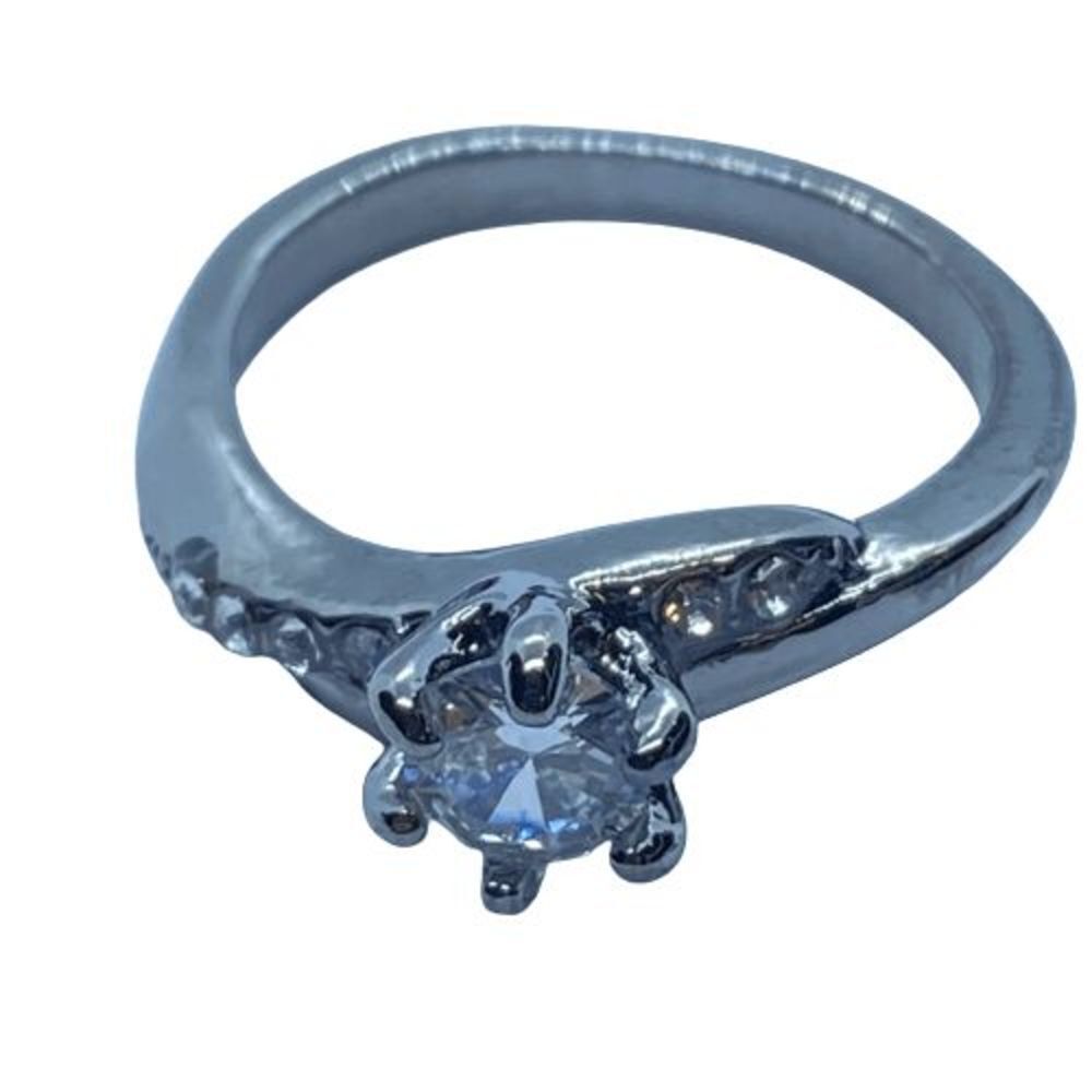 Dark Silver Tone Size 7.25 Rhinestone Costume Jewelry Ring